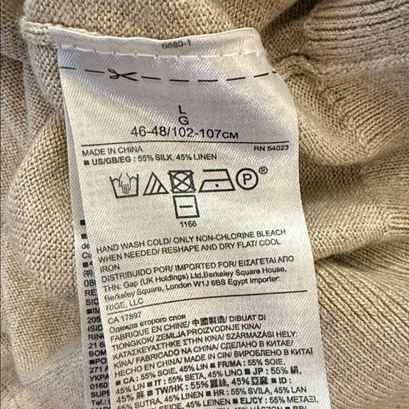 Two Banana Republic Silk-Blend V-Neck Pullover Sweaters Beige/Navy Blue Large - Picture 6 of 13